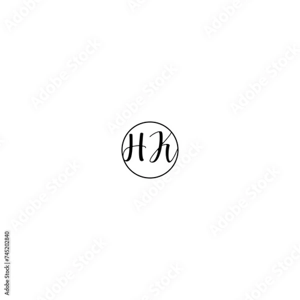 Fototapeta HK black line initial Monogram Logo Design Template