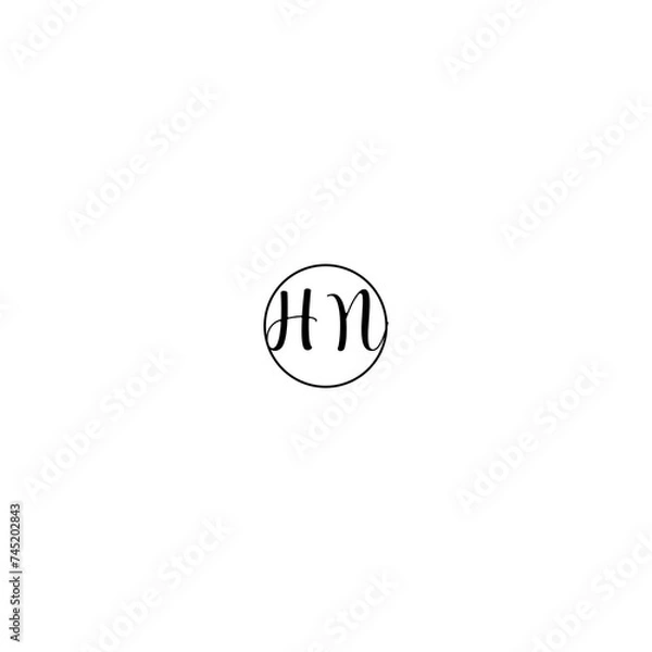 Obraz HN black line initial Monogram Logo Design Template