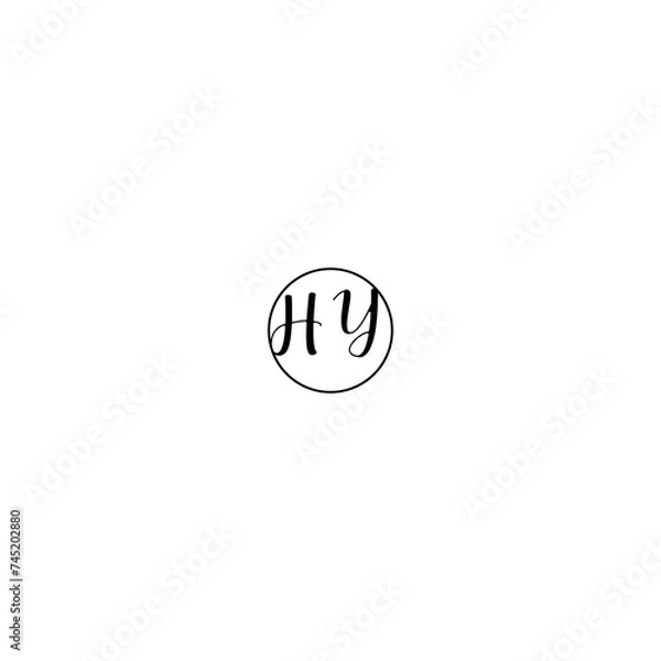 Fototapeta HY black line initial Monogram Logo Design Template