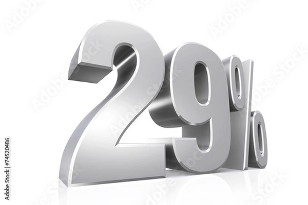 Obraz 3D render text in 29 percent in silver.