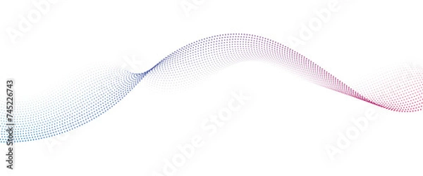 Obraz Flowing Dot Wave Pattern Halftone Curve Shape on Transparent Background