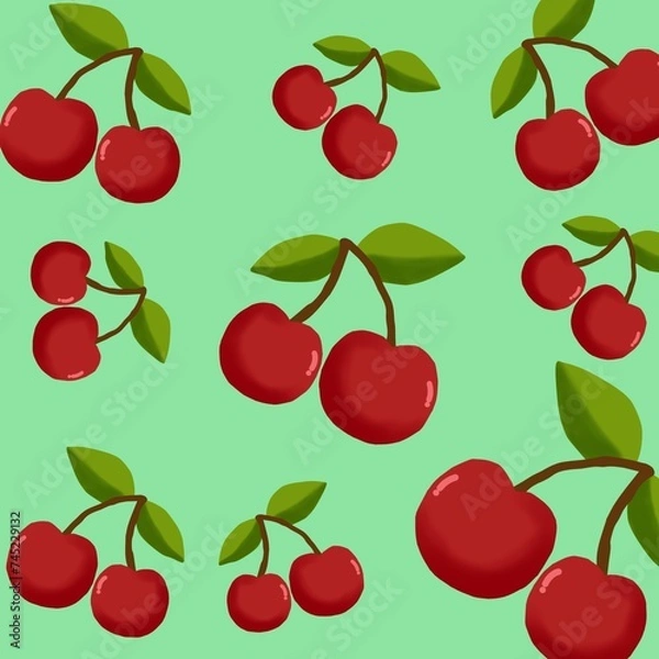 Obraz seamless pattern with cherries