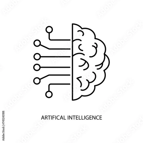 Fototapeta artifical intelligence concept line icon. Simple element illustration.artifical intelligence concept outline symbol design.