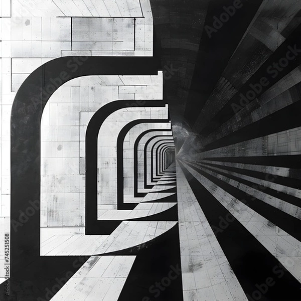 Fototapeta Modern Abstract Perspective Geometric Shapes Textures. Abstract architectural Background