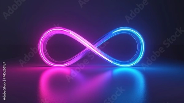 Fototapeta 3d cycled animation of a glowing line sliding in the shape of an infinity symbol