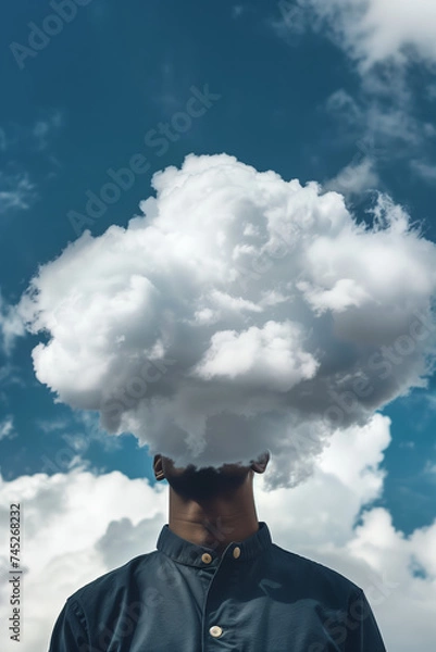 Obraz Man with head in clouds