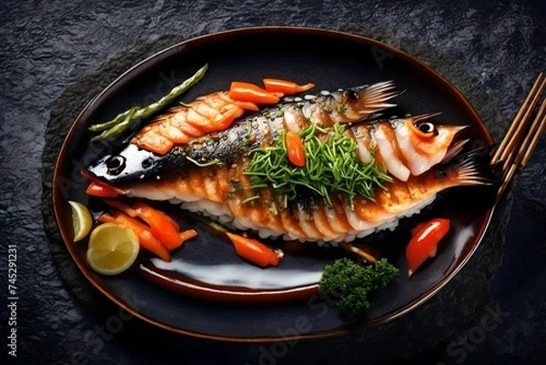 Obraz grilled salmon with lemon