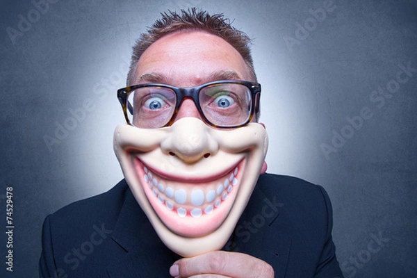 Obraz Mann mit verrückter Maske