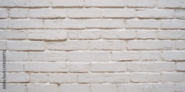 Fototapeta White brick wall texture background for stone tile block painted