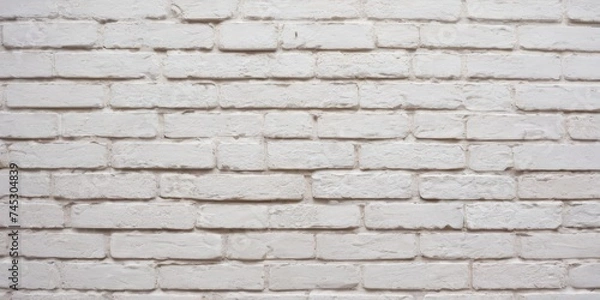 Fototapeta White brick wall texture background for stone tile block painted
