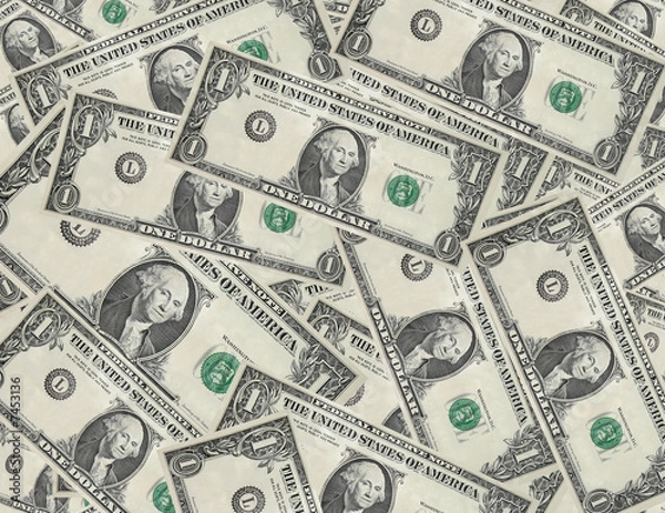 Obraz Dollar bills with serial numbers removed scattered background