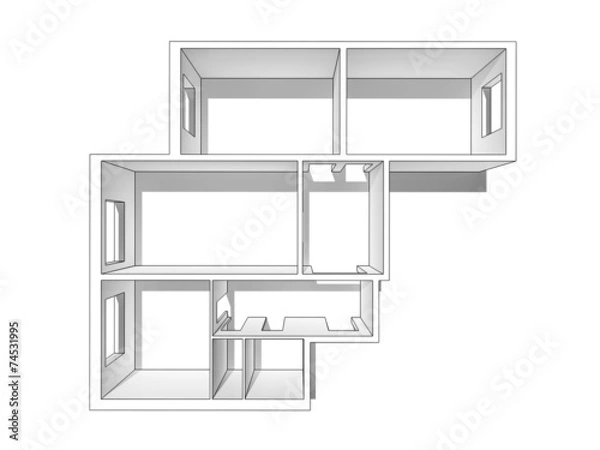 Fototapeta The layout of the apartment. Isolated on a white background.