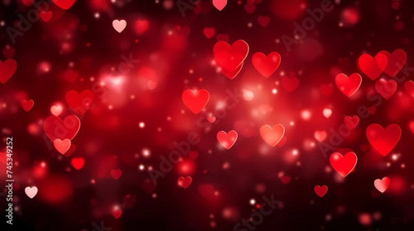 Obraz Valentine's Day soft pink and red heart bokeh background