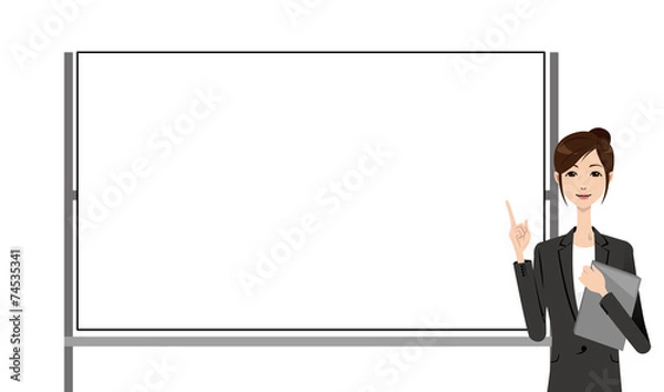 Obraz ビジネスウーマン　上半身　ホワイトボード