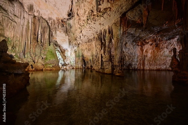 Obraz Neptune's Grotto, a stalactite cave near the town of Alghero on the island of Sardinia, Italy, also known as Grotta di Nettuno