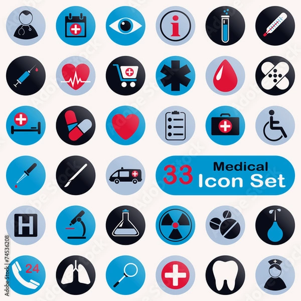 Fototapeta Set of round medical icons