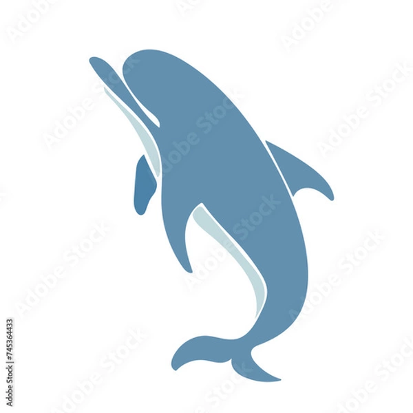Fototapeta Aquatic mammal dolphin. Flat vector graphics.