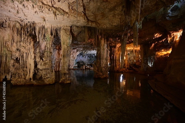 Obraz Neptune's Grotto, a stalactite cave near the town of Alghero on the island of Sardinia, Italy, also known as Grotta di Nettuno