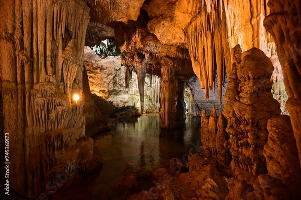 Obraz Neptune's Grotto, a stalactite cave near the town of Alghero on the island of Sardinia, Italy, also known as Grotta di Nettuno