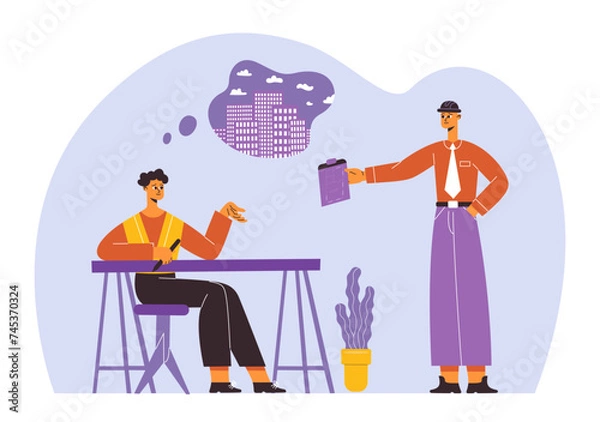 Fototapeta Builders, engineers, architects professional construction team workers