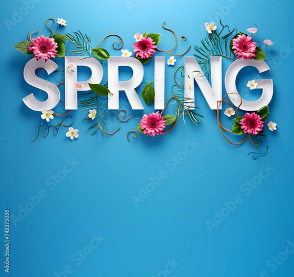 Fototapeta Floral Spring text with copy space for design Happy Spring poster
