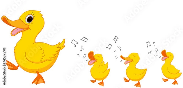 Obraz Happy Duck Family Cartoon
