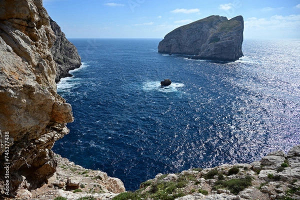 Obraz Isola Foradada as seen from Belvedere Foradada near Capo Caccia, Sardinia, Italy
