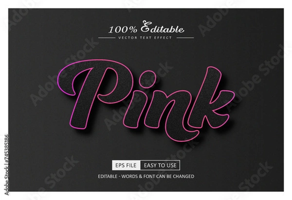 Fototapeta Black Pink editable text effect 