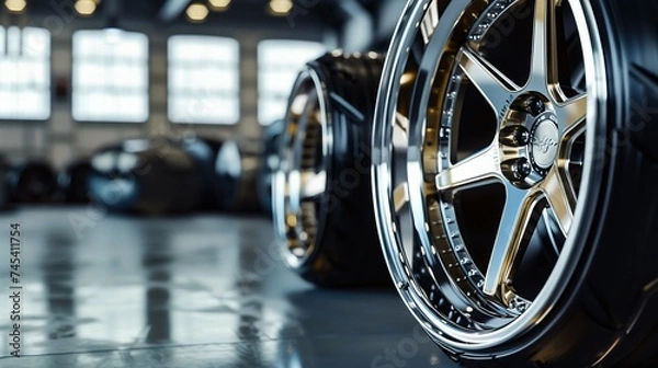 Fototapeta High-End Custom Car Rim Display. Generative ai