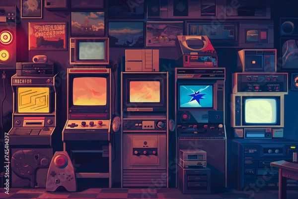 Obraz retro arcade gaming background