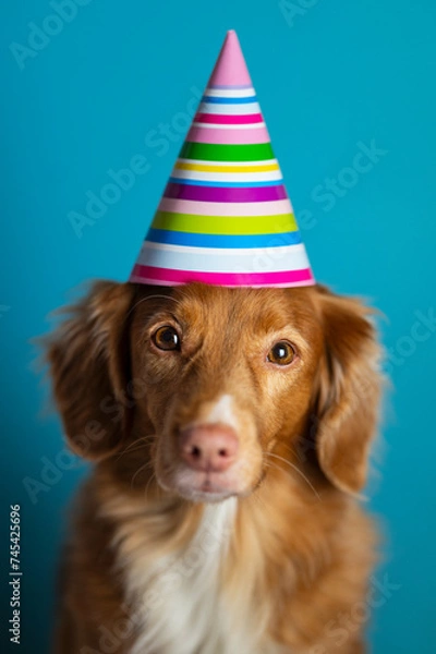 Obraz Pies na niebieskim tle