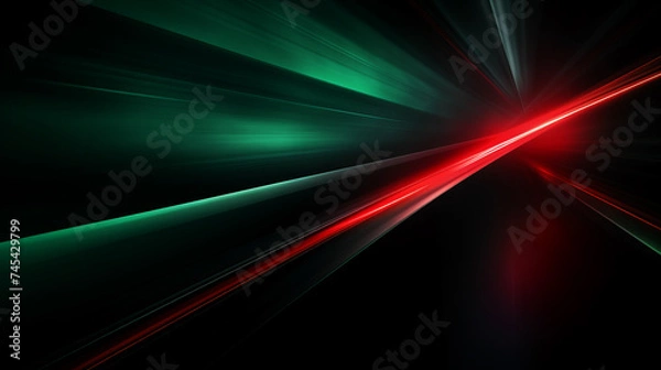 Obraz Green and Red line digital background. Red wave. Green wave