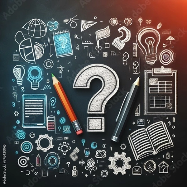 Fototapeta question mark on blackboard