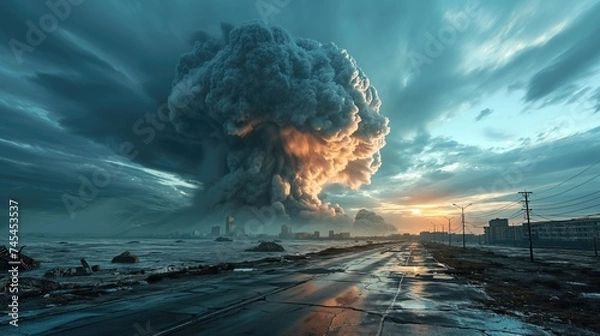 Fototapeta The End of the World Apocalyptic, epic scene. Created with Generative AI.