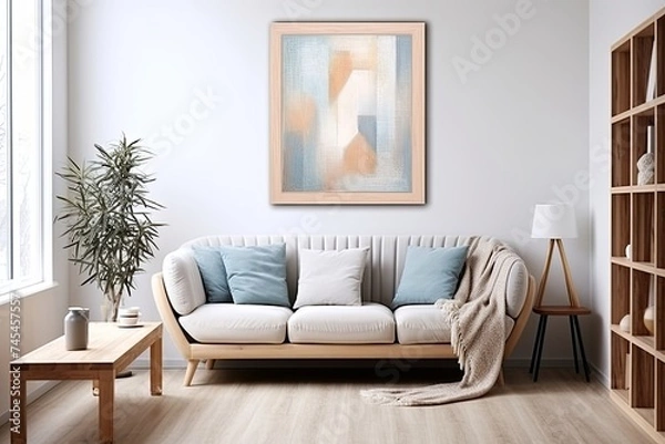 Fototapeta Nordic Pastel Dreams: Abstract Art Wall Inspirations with Wooden Elements