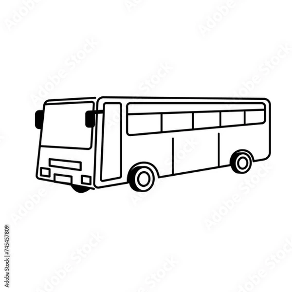 Fototapeta 横から見たシンプルなバスのイラスト