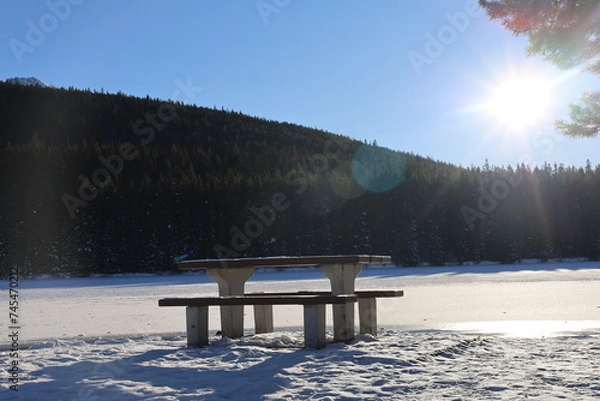 Obraz picnic table in winter