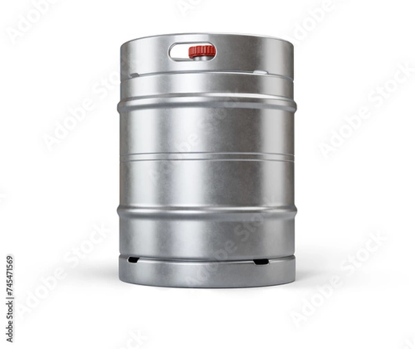 Fototapeta Metal beer keg isolated on transparent background. 3D render. 3D illustration.
