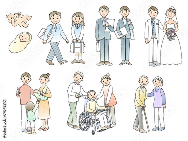 Obraz 人生の節目のイラストセット
