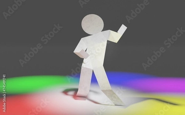 Obraz エアギターをプレイする紙人形