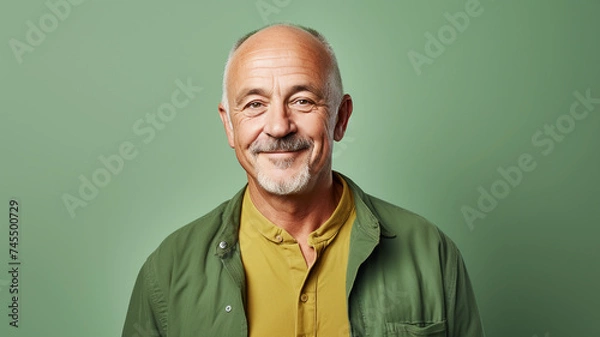 Obraz Happy smiling middle aged adult man on a solid background