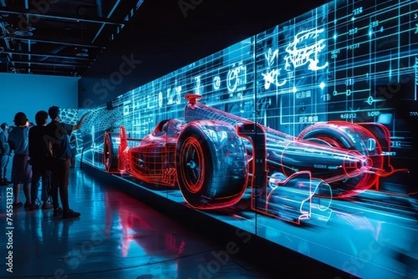 Fototapeta A cultural festival of racing, where hologram doctors display the art of medicine in motion