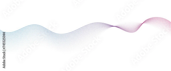Obraz Flowing Dot Wave Pattern Halftone Curve Shape on Transparent Background