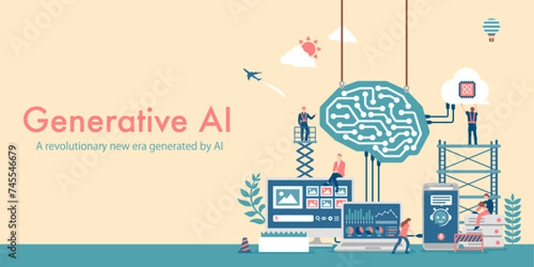 Fototapeta Generative AI (artificial intelligence) vector banner illustration