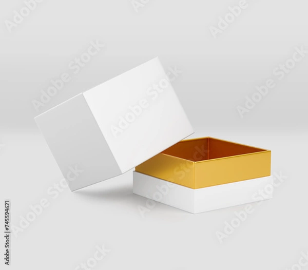 Fototapeta White rectangular box on gray background, Light candle box, Mockup, isolated, 3d illustration