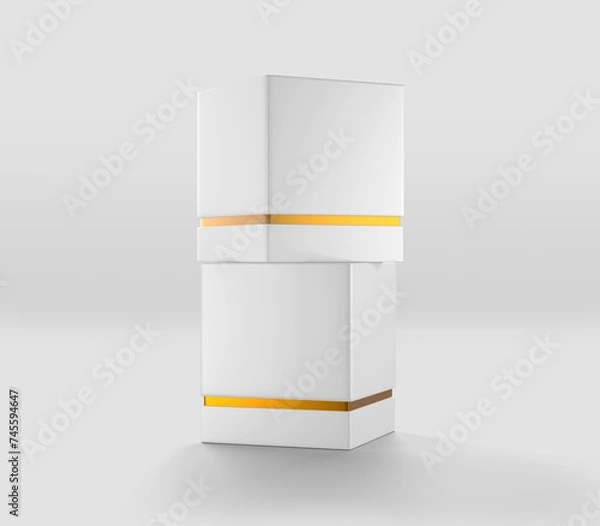 Obraz White rectangular box on gray background, Light candle box, Mockup, isolated, 3d illustration