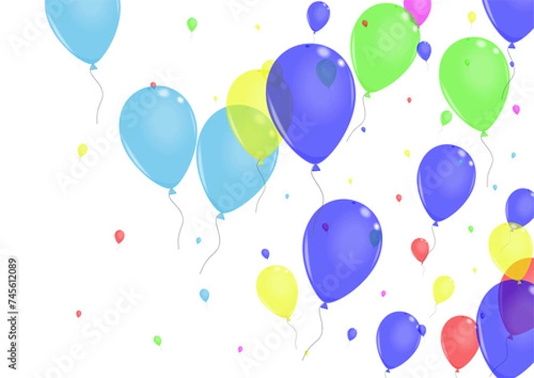 Fototapeta Green Flying Background White Vector. Confetti Festival Frame. Purple Event. Blue Helium. Toy Ribbon Card.