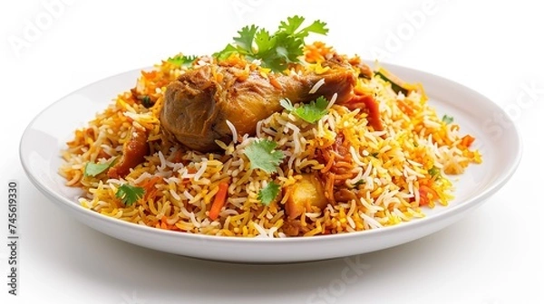 Obraz Bombay Biryani in White Plate Traditional Spicy