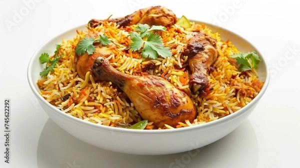 Obraz Chicken Biryani Isolated on White Background