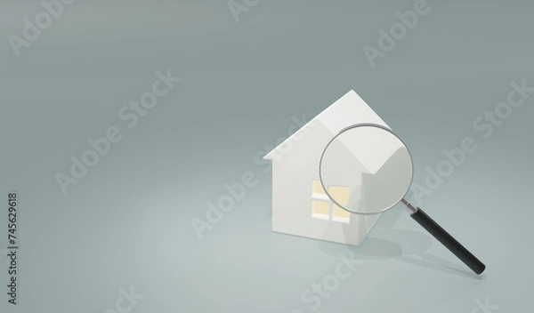 Obraz 虫めがねと家